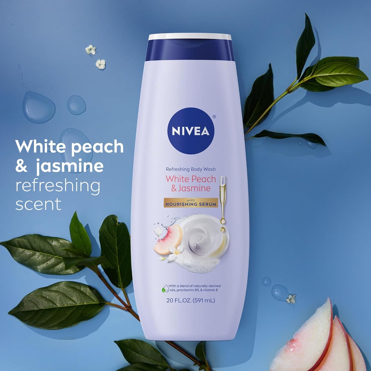 NIVEA_Refreshing_White_Peach_and_Jasmine_Body_Wash_with_Nourishing_Serum,_Scented_Body_Wash_for_Women,_Enriched_with_Provitamin_B5_and_Vitamin_E,_20_Fl_Oz_Bottle