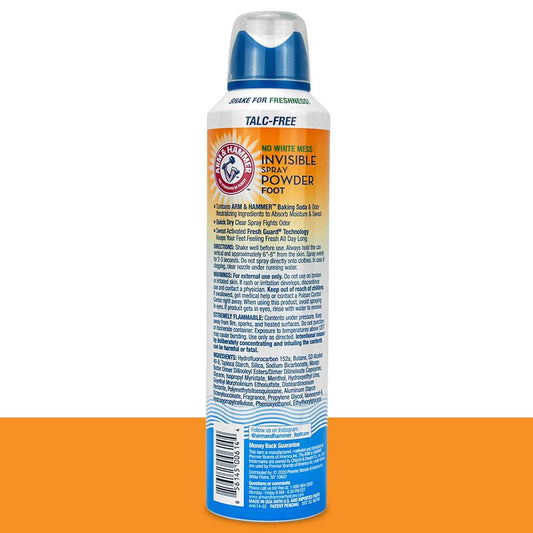 Arm & Hammer Invisible Foot Powder Spray, Clear Talc-Free Sweat Control, Odor Eliminating Foot Spray For Men & Women, 7 Oz