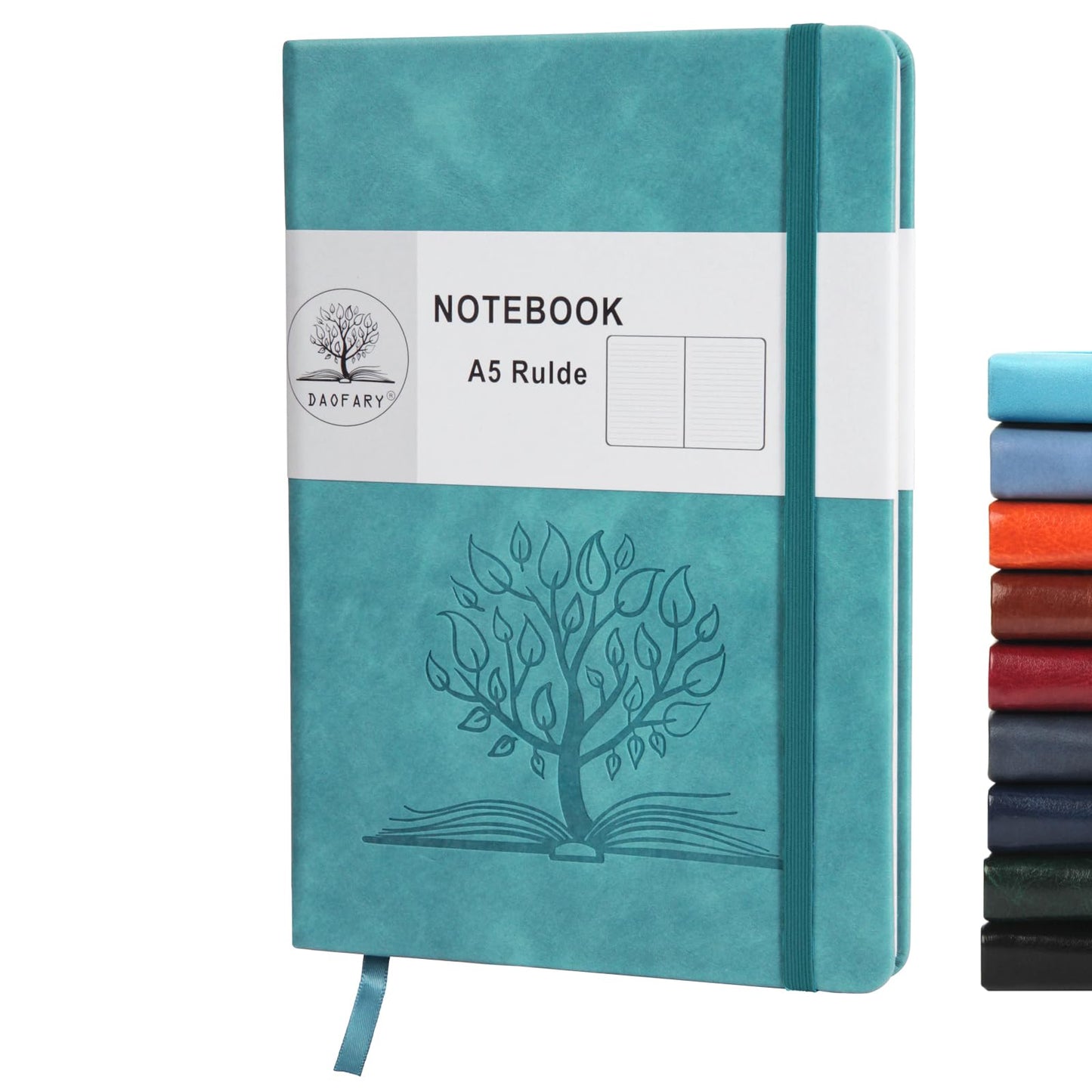 Daofary A5 Journal Notebook, Leather Ruled Notebooks 160 Pages Diary 100gsm Thick Paper Writing Hardcover Notebook with Pocket for Work Men Woman 8.4 x 5.7 in