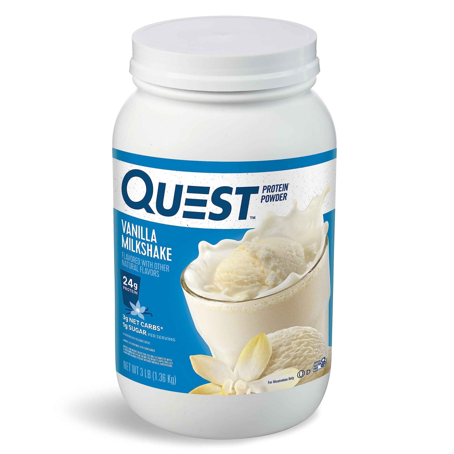 Quest Nutrition Protein Powder, 22g Protein, 1g Sugar, Low Carb, Gluten Free, 3 Pound, 43 Servings