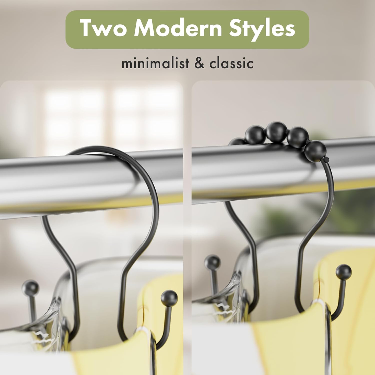 AmazerBath_Shower_Curtain_Hooks_Black_Shower_Curtain_Rings,_Simple_Double_Hook_Shower_Curtain_Hooks_Rust_Proof,_Smooth_Sturdy_Metal_Shower_Hooks_for_Shower_Curtain_Rod,_12_Pcs_Shower_Rod_Hooks