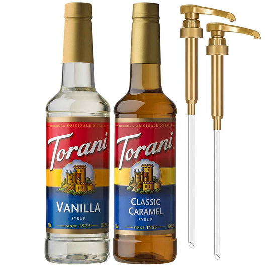 Torani Syrups, Coffee Syrups for Drinks, Pumps Included, 25.4 Fl Oz Ea