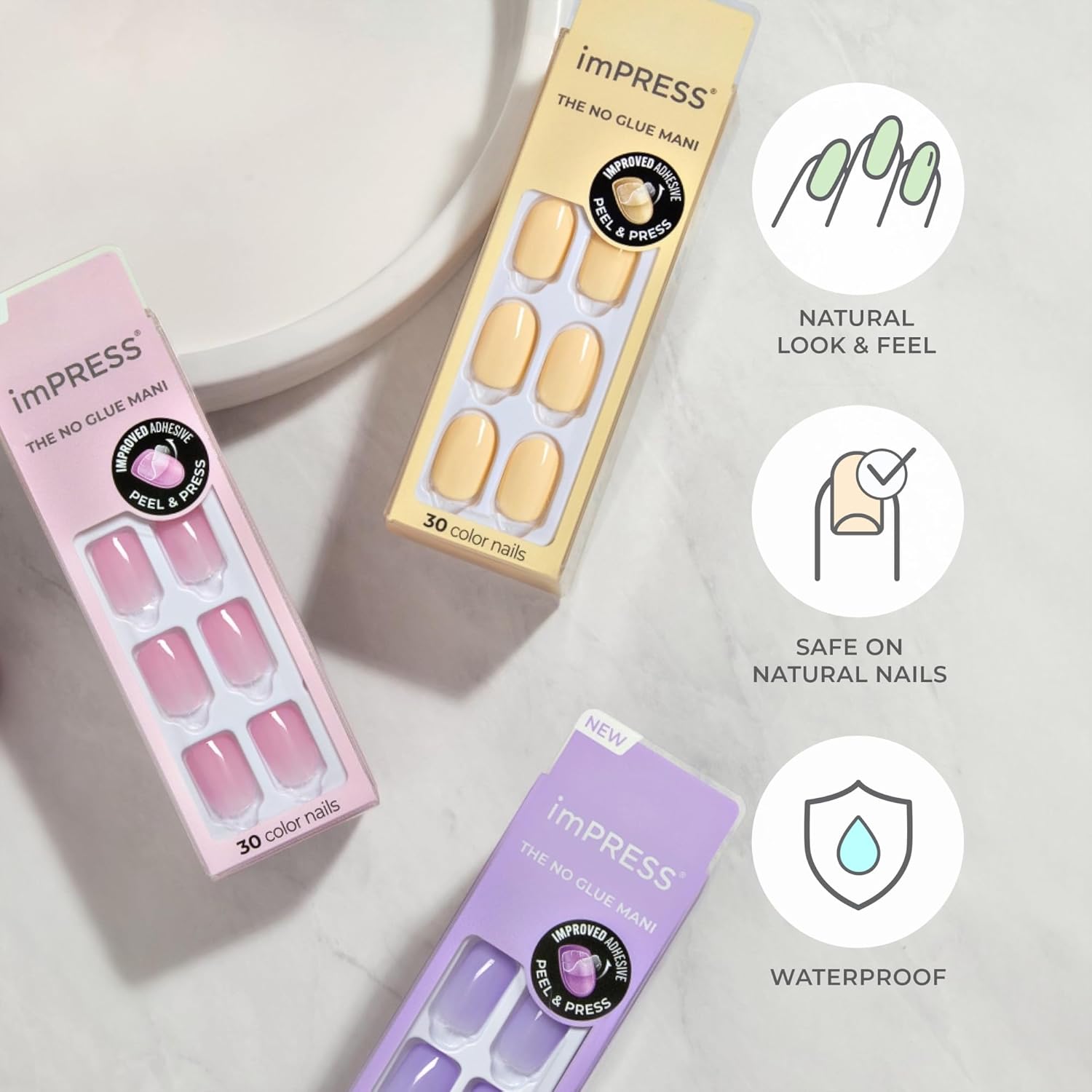 KISS_imPRESS_No_Glue_Mani_Press_On_Nails,_'Serendipity',_Pink,_Medium_Size,_Coffin_Shape,_Includes_30_Nails,_Prep_Pad,_Instructions_Sheet,_1_Manicure_Stick,_1_Mini_File