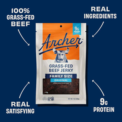 Country Archer Grass Fed Beef Jerky - Beef Snack Bags Bulk, Individual Packs, Protein Snack, Gluten Free, No Nitrates, Natural Ingredients
