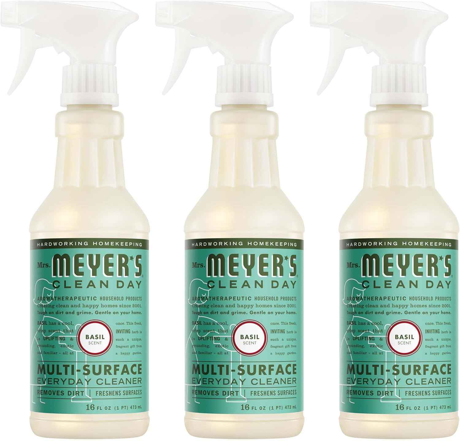MRS. MEYER'S CLEAN DAY Multi-Surface Everyday Cleaner, Basil Scent, 16 Fl Oz Bottle