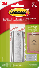 Command 5 lb Universal Picture Hanger, 3 Frame Hangers, 6 Command Strips and 6 Frame Stabilizer Strips for Sawtooth, D-Ring, Wire, Keyhole and Other Frames, Damage-Free Christmas Decorations