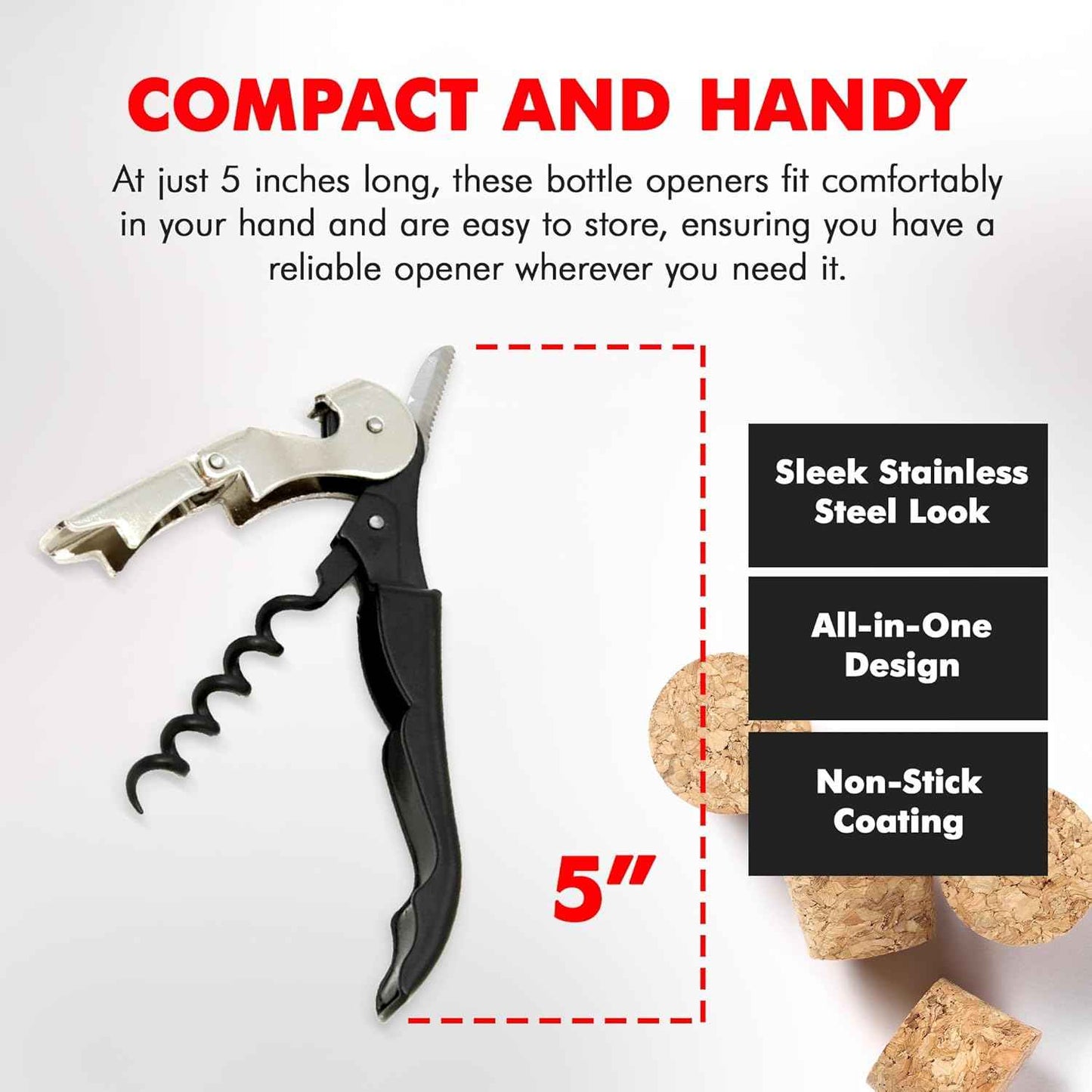 Chef Craft Select Waiters Corkscrew with Foil Cutter and Bottle Opener, 5 inches in Length