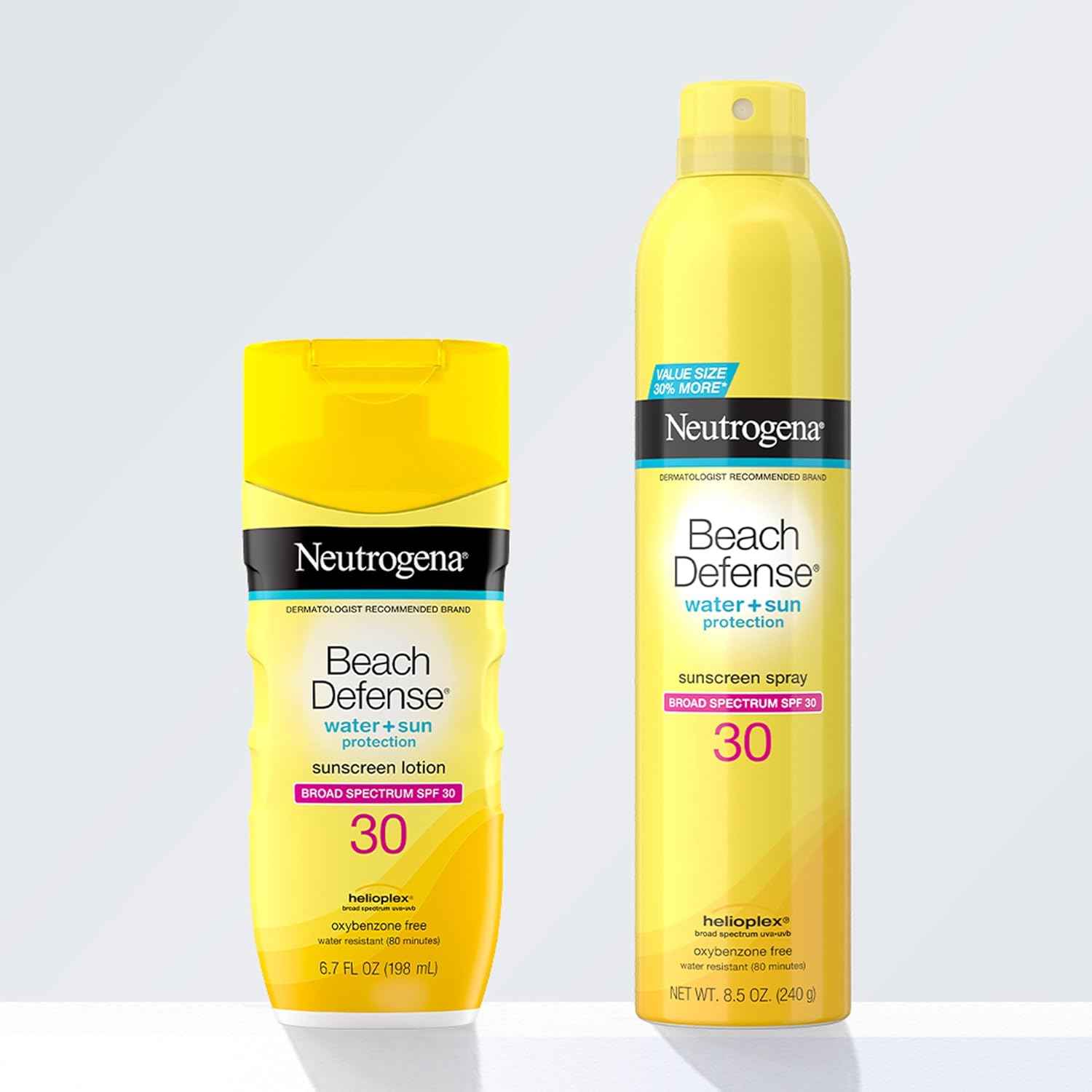 Neutrogena Beach Defense SPF 30 Sunscreen Spray, Broad Spectrum, Lightweight & Fast Absorbing, Oxybenzone & Octinoxate Free, Hawaii Act 104 Compliant Face & Body Sunscreen, 8.5 oz