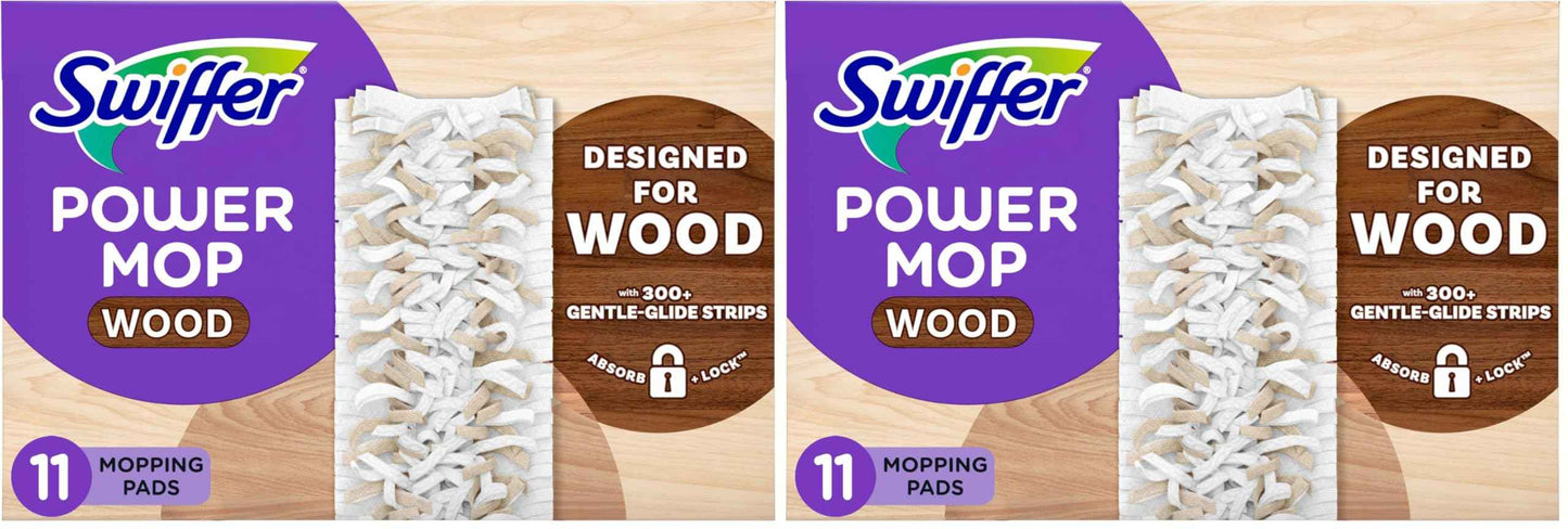 Swiffer PowerMop Wood Mopping Pad Refills for Floor Cleaning, 11 Count