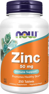 NOW Foods Supplements, Zinc (Zinc Gluconate) 50 mg, Supports Enzyme Functions*, Immune Support*, 100 Tablets