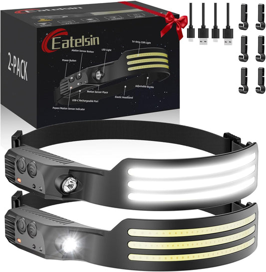 2PCS_Headlamp_Rechargeable,_Motion_Sensor_230°_COB_Head_Lamp,_Headlights_for_Forehead,_Hard_hat_Light_for_Adults,_LED_Headband_Flashlight_for_Work,_Hiking,_Running,_Camping_Essentials_Gear