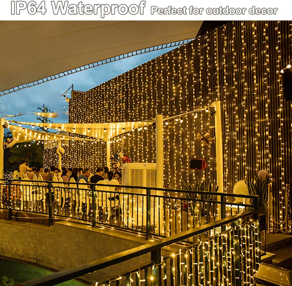 YEOLEH_String_Lights_Curtain,7.9_x_5.9Ft_144LEDs_USB_Powered_Fairy_Lights_for_Bedroom_Wall_Decor,8_Modes_&_IP64_Waterproof_Ideal_for_Outdoor_Indoor_Home_Garden_Party_Holiday_Halloween_Room,Warm_White