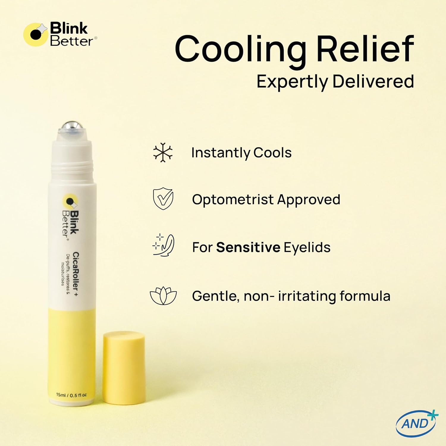 CicaRoller+_Depuffing_Eye_Roller_Serum_for_Eyelids_and_Under_Eyes_–_Cooling_Rollerball_with_2.5%_Caffeine,_Peptides,_Cica_&_Panthenol,_Hydrates,_Soothes_and_Smooths_Puffy_Eyes,_15_ml