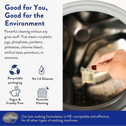 The Clean People Laundry Detergent Pods - Hypoallergenic Laundry Pods - Ultra Concentrated, Recyclable Packaging, Stain Fighting - Fresh Scent, 96 Pack
