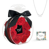 Rose Necklace Gift Box for Her, Romantic Perfume Bottle Rose Box with Double Heart Pendant and Greeting Card, Gifts for Girlfriend Wife Mom, Christmas Valentines Day Birthday Anniversary