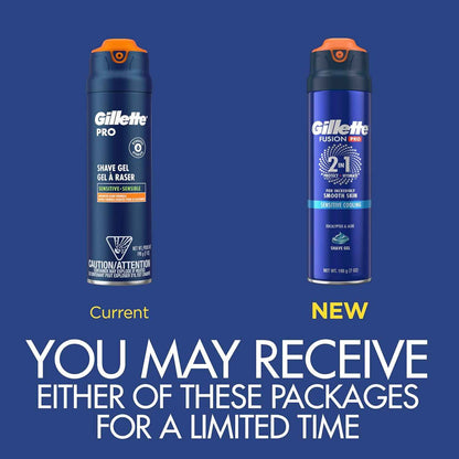 Gillette PRO Shaving Gel For Men Cools To Soothe Skin And Hydrates Facial Hair, 7oz, ProGlide Sensitive 2 in 1 Shave Gel