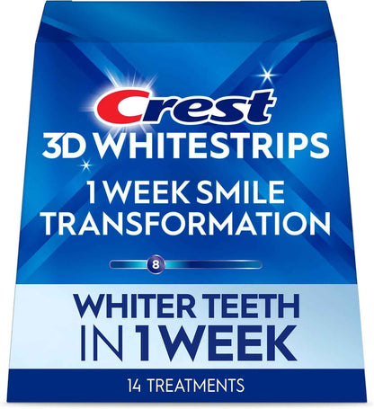 Crest 3D Whitestrips, 1 Week Smile Transformation, Whitestrips 3D White, Teeth Whitening Strip Kit, 14 Treatments (Each with 1 Upper/1 Lower)