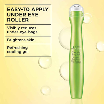Garnier Clearly Brighter Anti-Puff Eye Roller, Dark Circles Under Eye Treatment with Caffeine and Vitamin C, 0.5 Fl Oz (15mL)