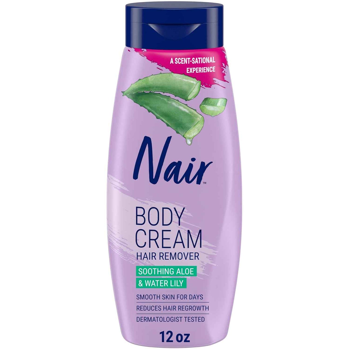 Nair Body Cream Hair Remover, Soothing Aloe and Water Lily, Dermatologist Tested Body Hair Removal Cream, with Evolved Ingredients