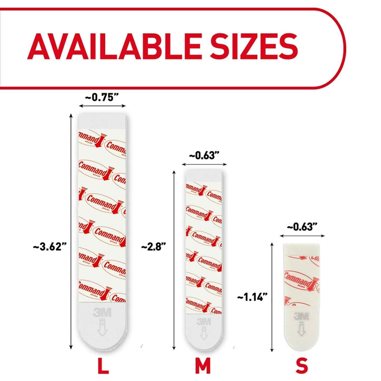 Command Indoor Medium Replacement Strips, Damage-Free Wall Hanging, Re-Hang Medium Hooks for Home and Wall Decor, Holds up to 3 lb, White Adhesive