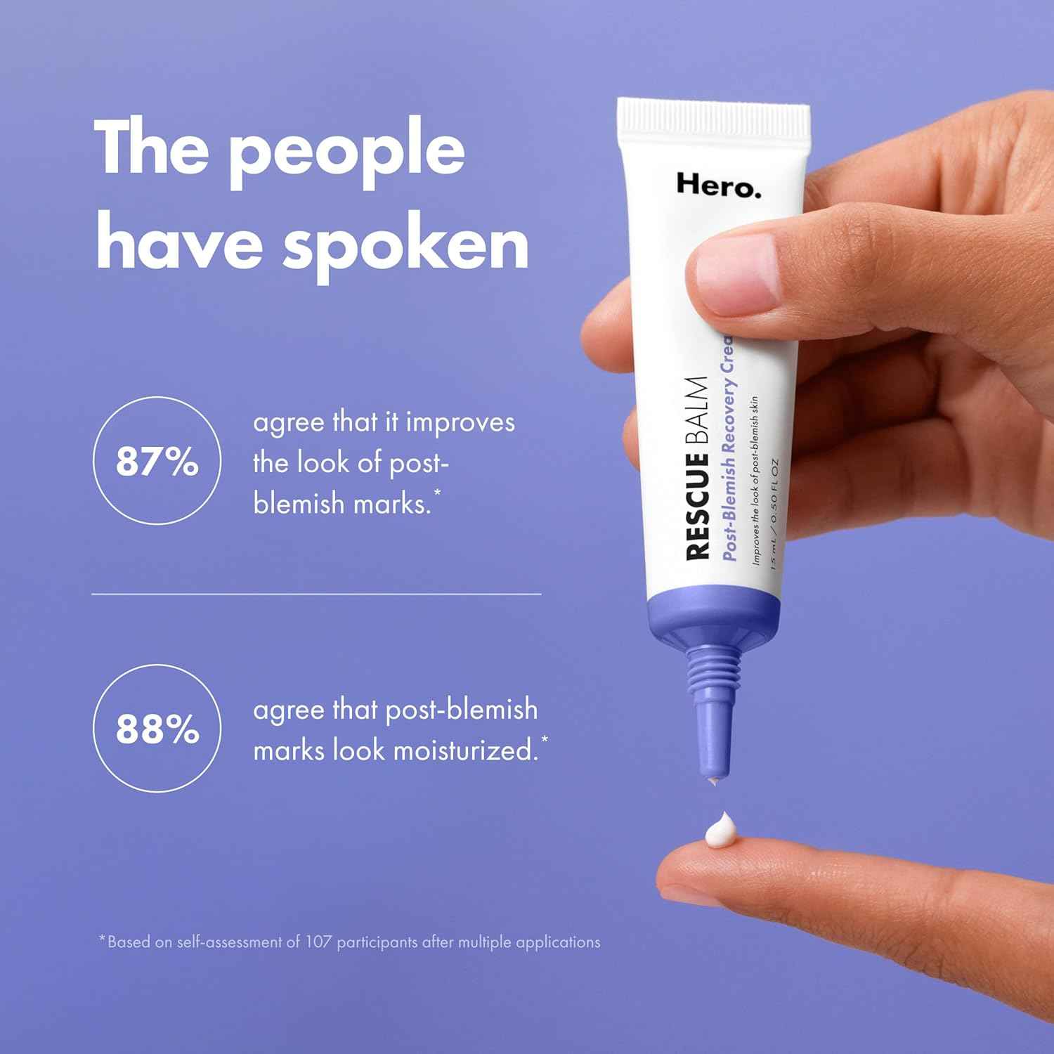 Hero Cosmetics Rescue Balm (New Formula)-The Post-Blemish Cream to Boost Hydration and Improve the Look of Post-Blemish Marks. Derm-Tested. New Formula. Won’t Clog Pores. 15mL