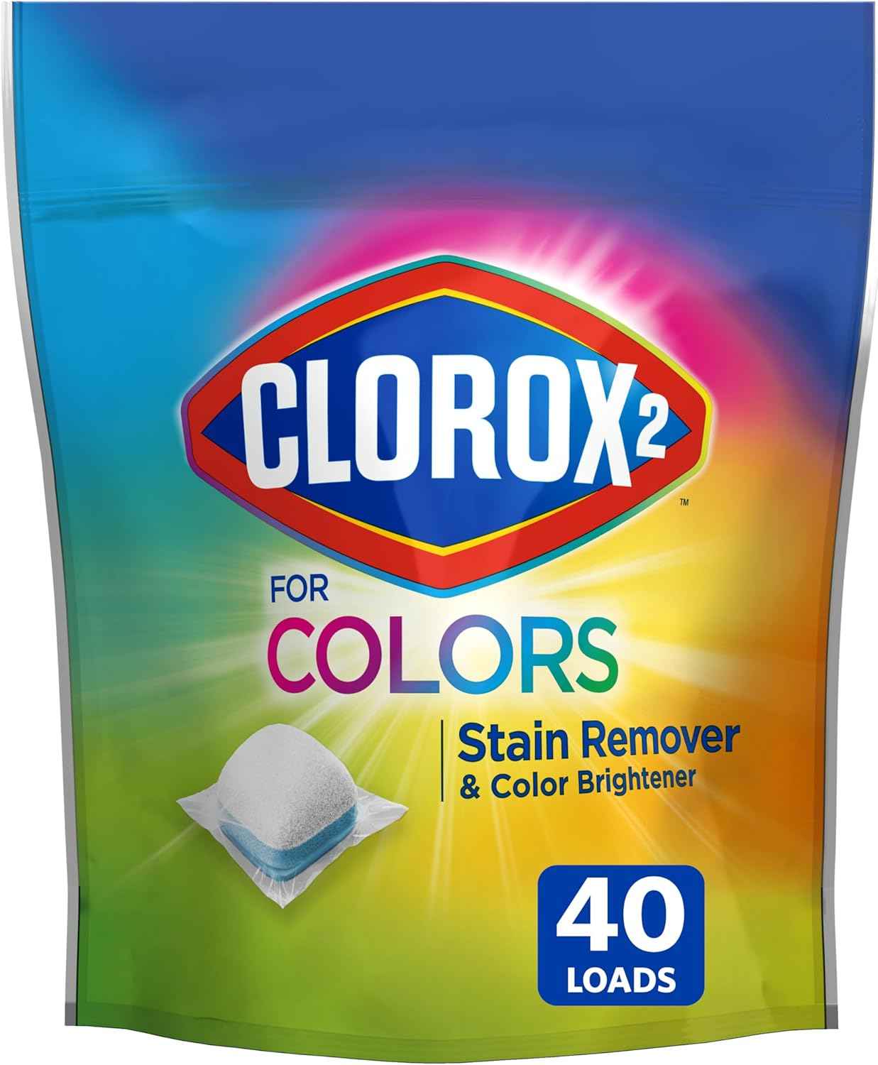 Clorox 2 for Colors - Stain Remover and Color Brightener Packs, 40 Count