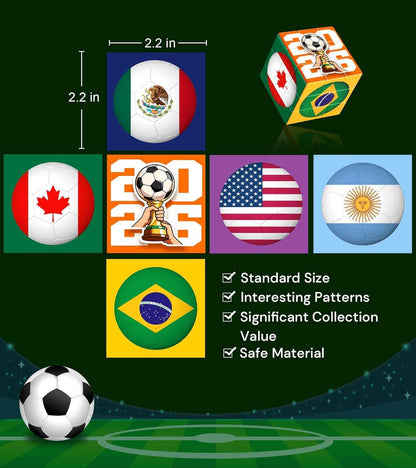 2026 World Soccer Cup Themed 3x3 Cube Puzzle, Football Sports Celebration Brain Puzzle Toy, Memorable Decor for Sport Fans