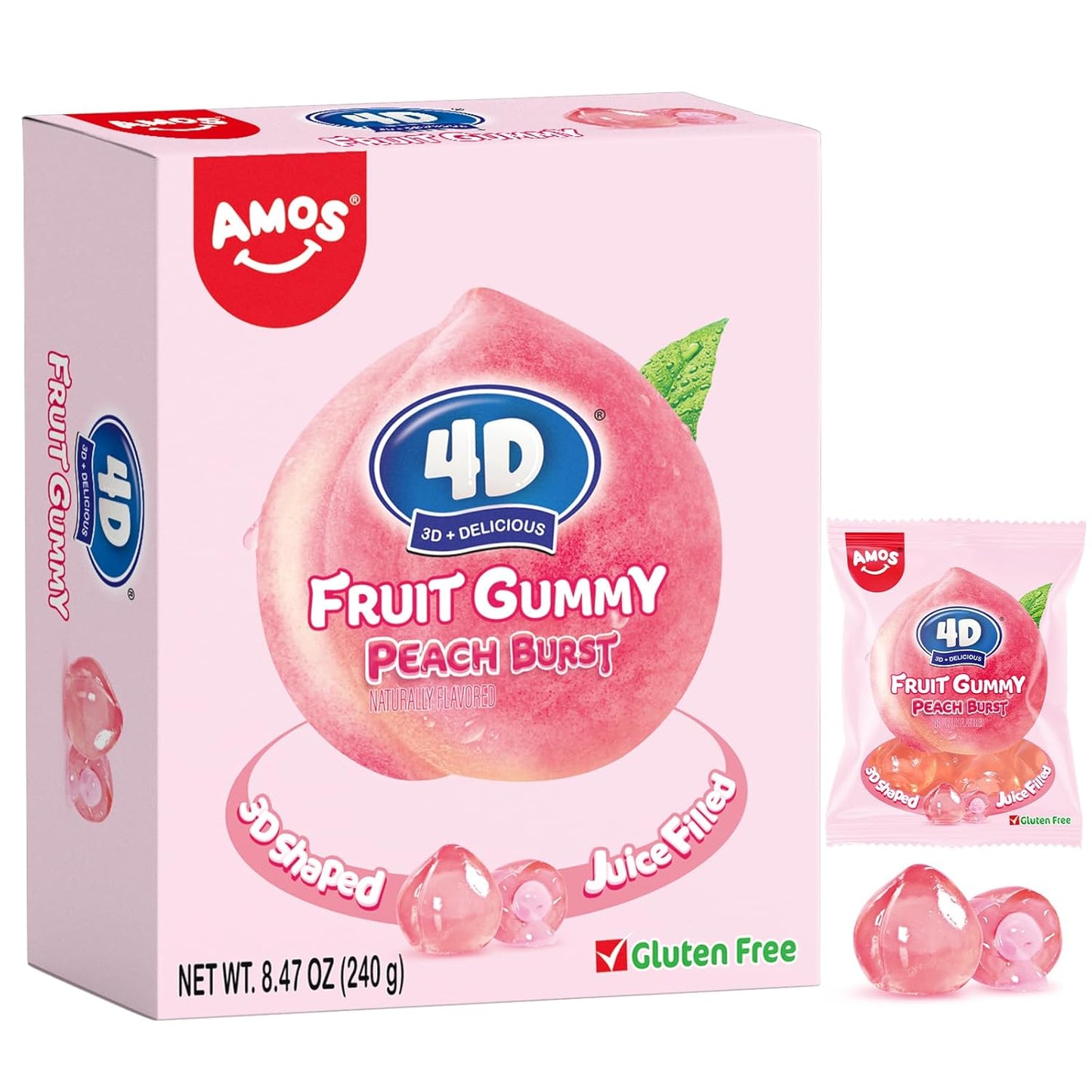 AMOS Peelerz Lychee Gummy Candy, Peelable Fruit-Shaped Candy, 8.47oz Box with 10 Individual Packs – Fun Peeling Gummy Snack Made with Real Juice - Eco House Kit