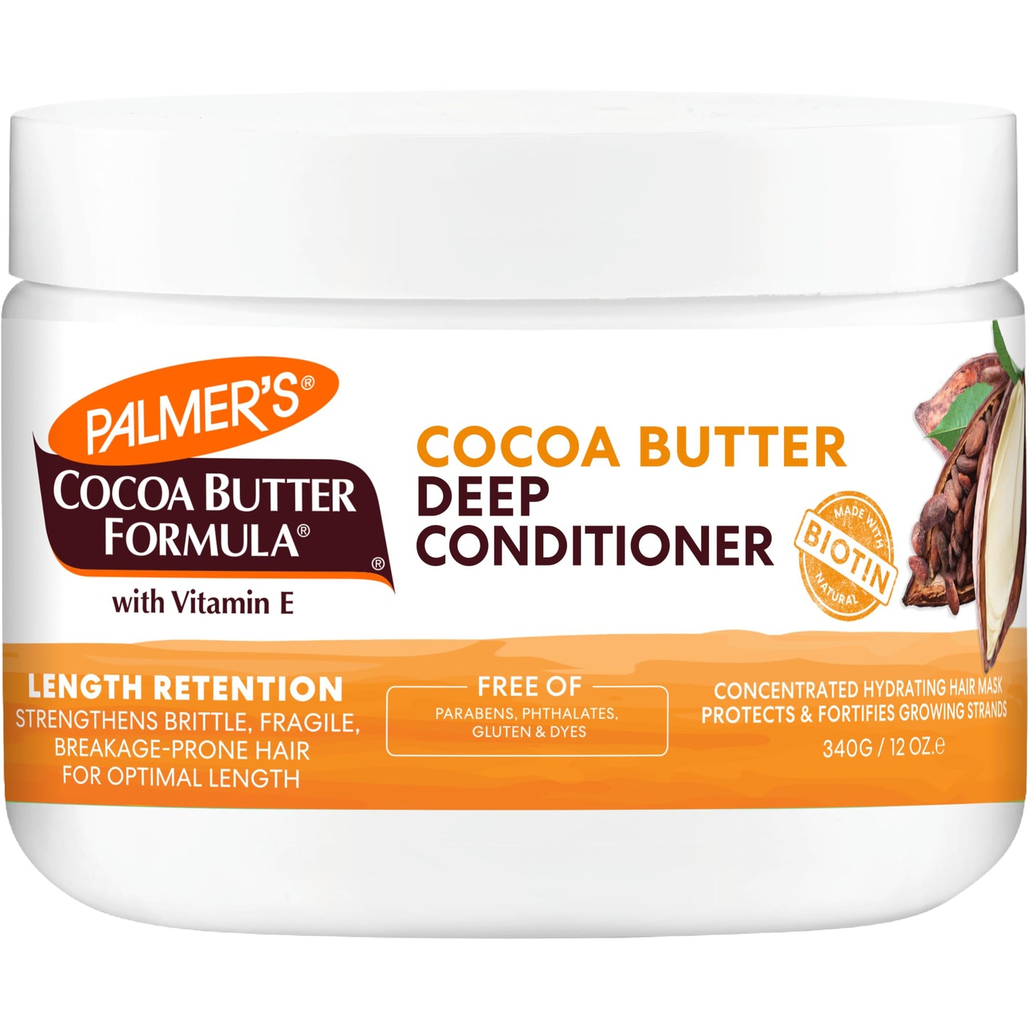 Palmer&amp;#39;s Cocoa Butter &amp;amp; Biotin Length Retention Deep Conditioner, Strengthen, Nourish and Restore Elasticity and Shine, Suitable for All Curly Hair Patterns 8.5 Ounce