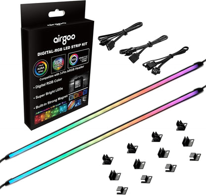 airgoo_Addressable_RGB_PC_LED_Strip,_AG-NEON-LS1_Diffused_Silicon_Rubber_Tube_Neon_Strip,_for_5V_3-pin_argb_Header_or_AG-DRGB16_SignalRGB_Controller(Not_Included),_Come_with_Magnetic_Brackets