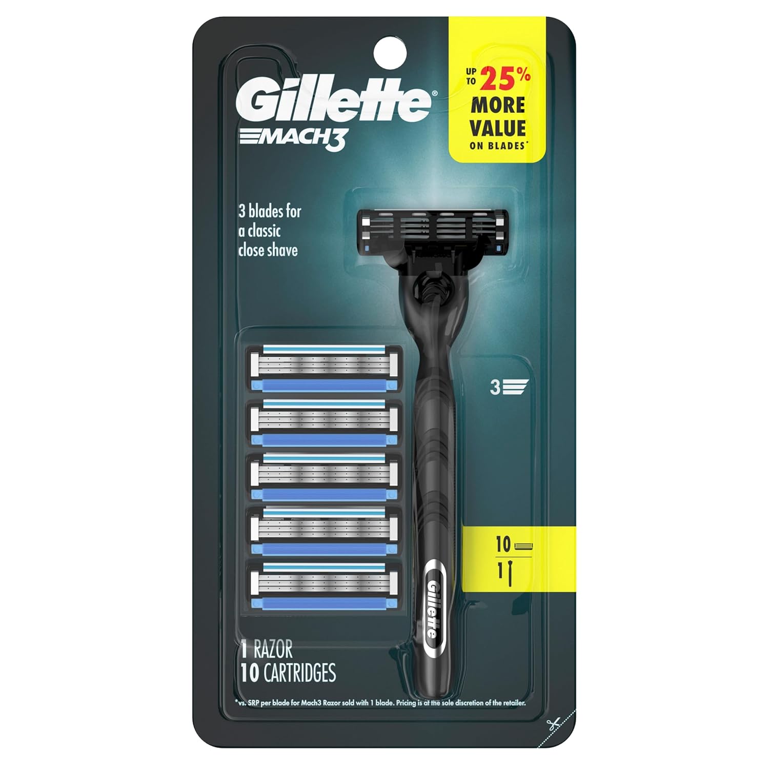 Gillette_Mach3_Shaving_Razor_for_Men,_1_Razor_Gillette_3-Blade_Handle_for_Men’s_Grooming,_10_Razor_Blade_Refills,_Lubrication_Strip