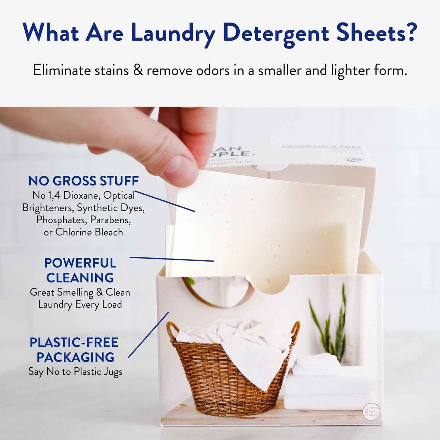 The Clean People Laundry Detergent Sheets - Laundry Soap - Ultra Concentrated, Recyclable Packaging, Stain Fighting