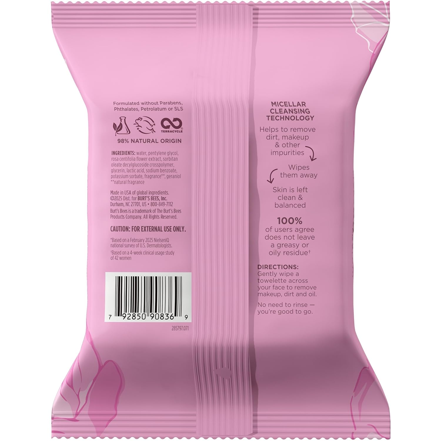 Burts_Bees_Micellar_Rose_Water_Facial_Towelettes,_100%_Plant_Based_Cloth;_99%_Natural_Origin;_Remove_Makeup,_Cleanse,_Hydrate;_No_Greasy,_Oily_Residue;_All_Skin_Types;_30_Ct,_Pack_of_3_(Pack_May_Vary)