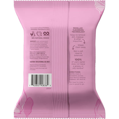 Burts_Bees_Micellar_Rose_Water_Facial_Towelettes,_100%_Plant_Based_Cloth;_99%_Natural_Origin;_Remove_Makeup,_Cleanse,_Hydrate;_No_Greasy,_Oily_Residue;_All_Skin_Types;_30_Ct,_Pack_of_3_(Pack_May_Vary)