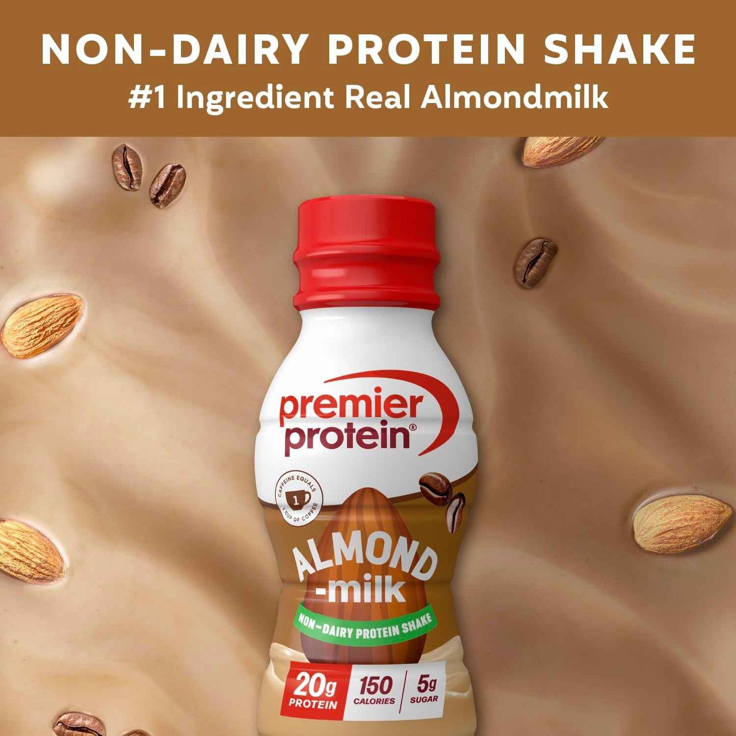 Premier Protein Non-Dairy Plant Based Almondmilk Protein Shake – 20g Protein, 5g Sugar, 11.5 Fl oz