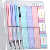 Four Candies Pastel Mechanical Pencil Set - 3PCS 0.7mm Mechanical Pencils with 360PCS HB Lead Refills, 3PCS Erasers and 9PCS Eraser Refills, Cute Pencils for School Drawing & Writing