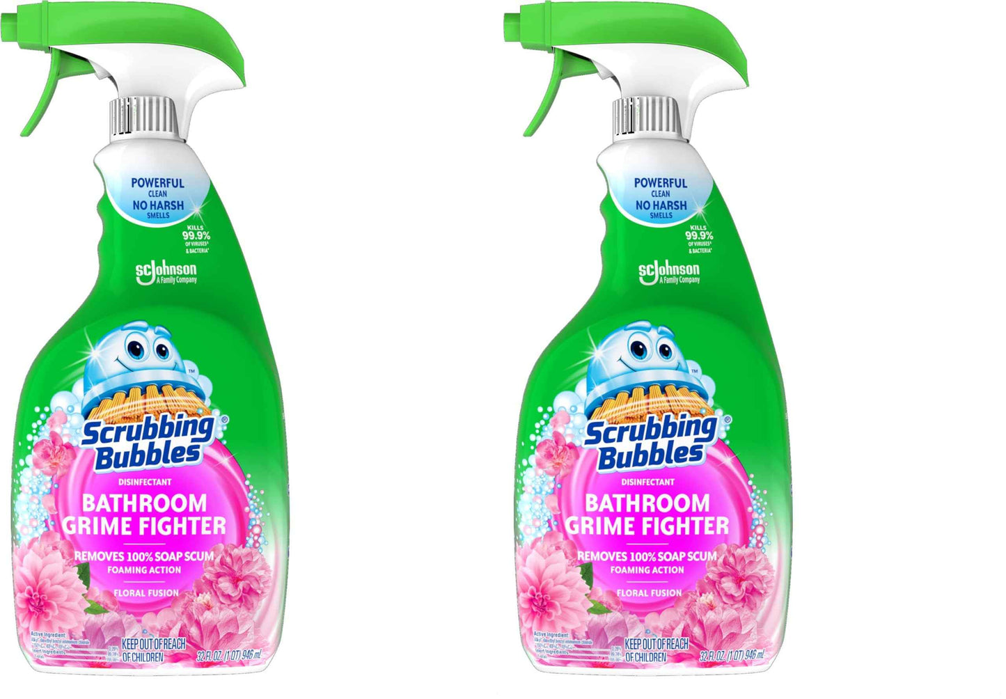 Scrubbing Bubbles Bathroom and Shower Cleaner Disinfectant Spray, Bathroom Grime Fighter, Citrus Scent, 32oz