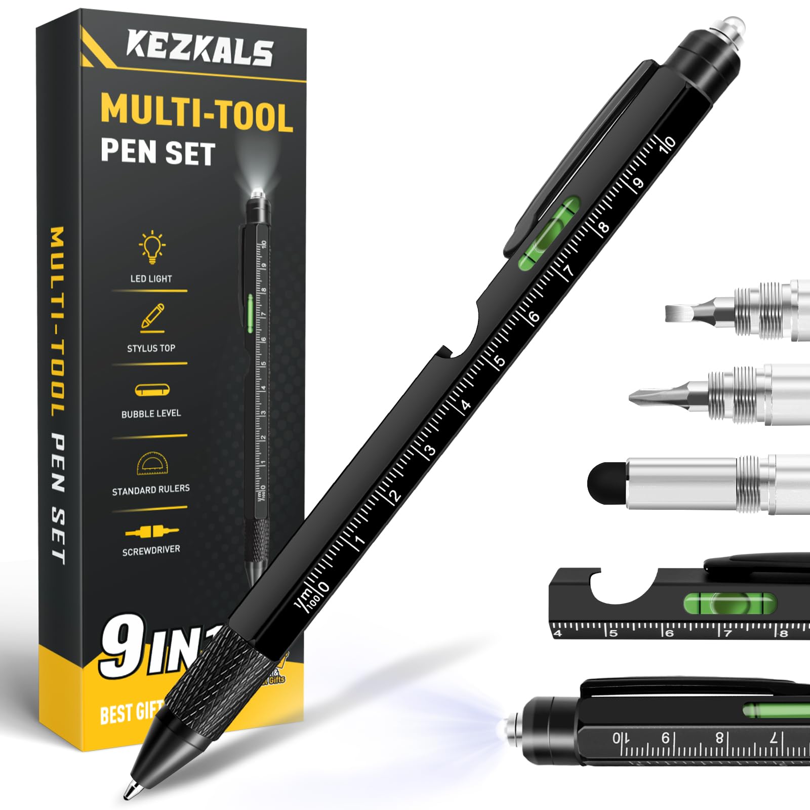 KEZKALS Easter Gifts for Adults Men, 9 in 1 Multitool Pen, Easter Basket Stuffers for Adults, Birthday Gifts for Men, Mens Gifts for Him, Anniversary Graduation Gifts for Mens, Fathers Day Dad Gifts