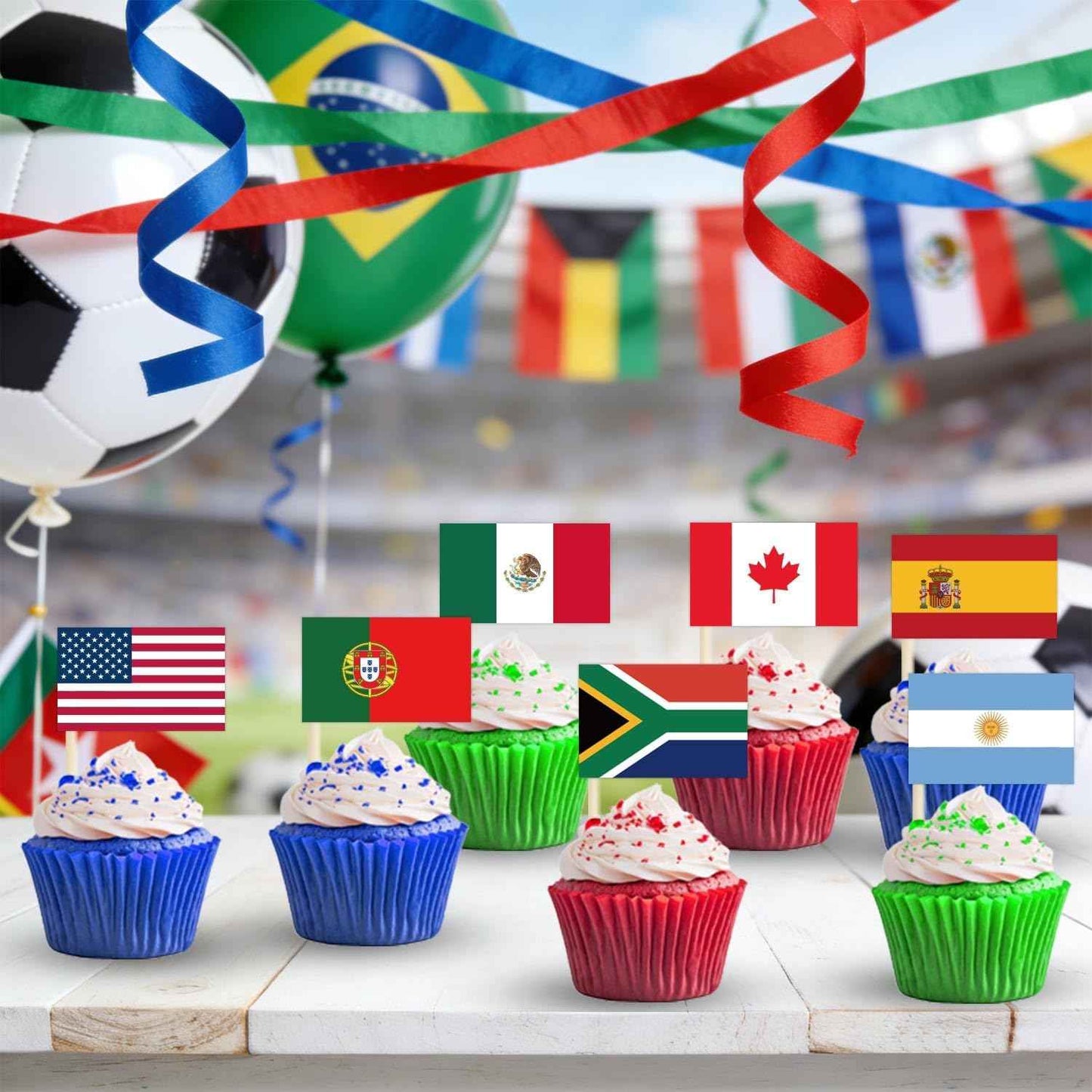 Soccer Birthday Party Decorations Includes Plates, Napkins, Cups, Banner, Hanging Swirls, Tablecloths, Balloons, Cupcake Toppers for 2026 Soccer Party Decorations, Serves 24