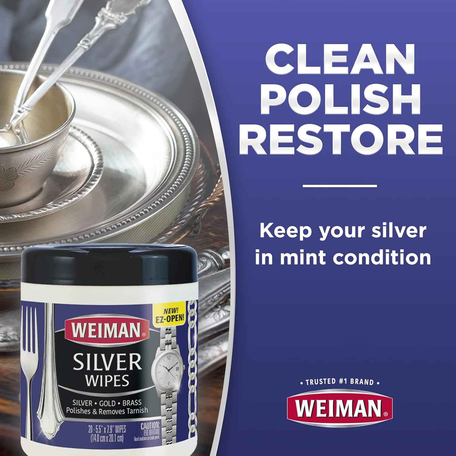 Weiman Jewelry Polish Cleaner, Tarnish Remover Wipes - Use on Silver Jewelry Antique Silver Gold Brass Copper and Aluminum