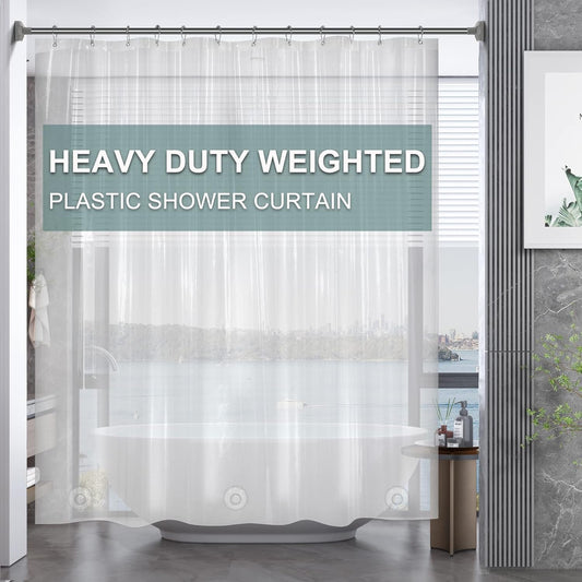 AmazerBath_Plastic_Shower_Curtain_Clear_Premium_PEVA,_Clear_Shower_Curtain_Heavy_Duty_8G,_Weighted_Shower_Curtains_for_Bathroom_Accessories_with_3_Big_Stones_and_12_Rustproof_Grommets,_72x72_Inches