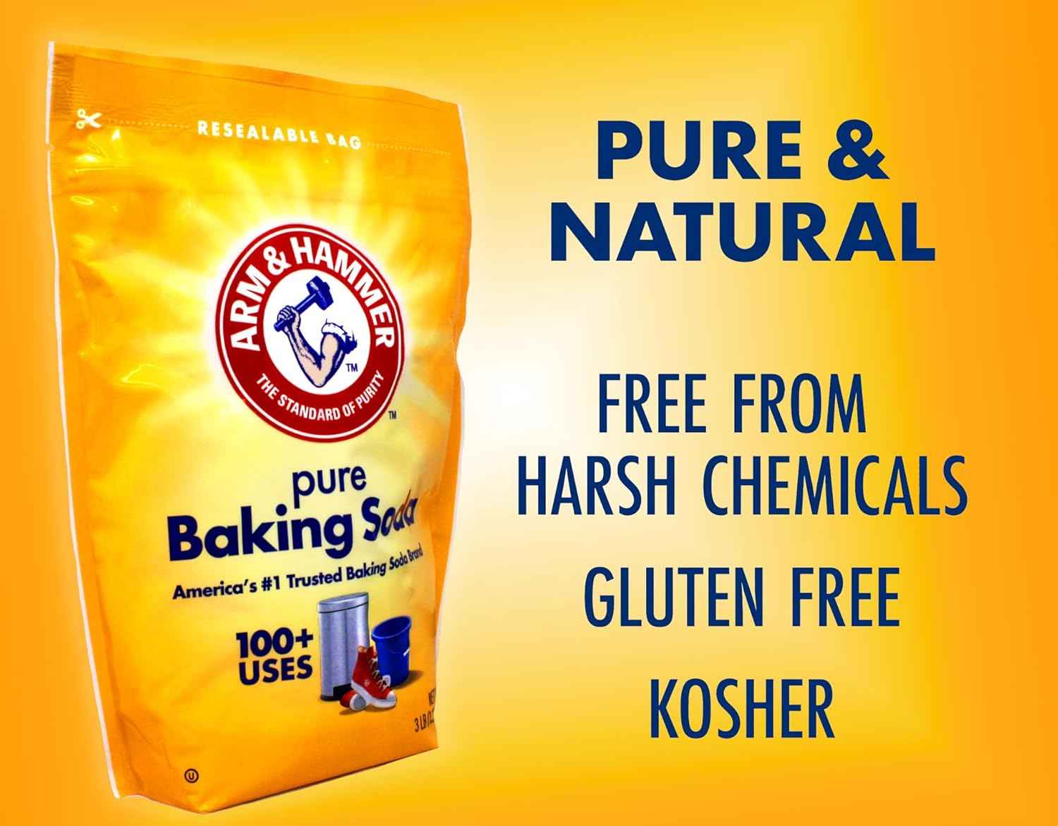 Arm & Hammer Baking Soda, 3lb Powder Bag, Pure Baking Soda for Baking, Cooking, Cleaning - Grocery
