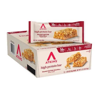Atkins High Protein Bar, High Fiber Snack , 16g Protein, 1g Sugar, 4g Net Carb, Protein Snack