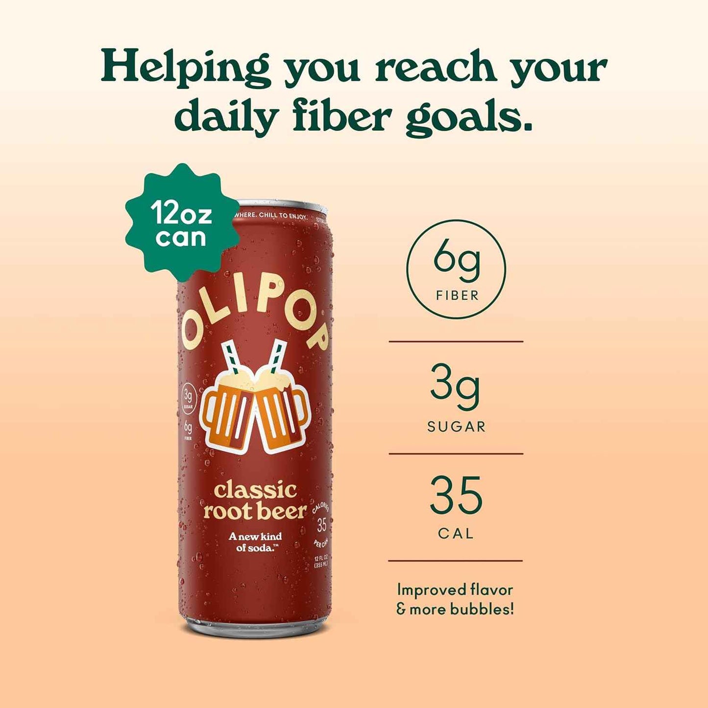 OLIPOP Prebiotic Soda Pop, Pantry Pack Packed with Prebiotics, Fiber, and Botanicals, Gluten Free, GMO Free