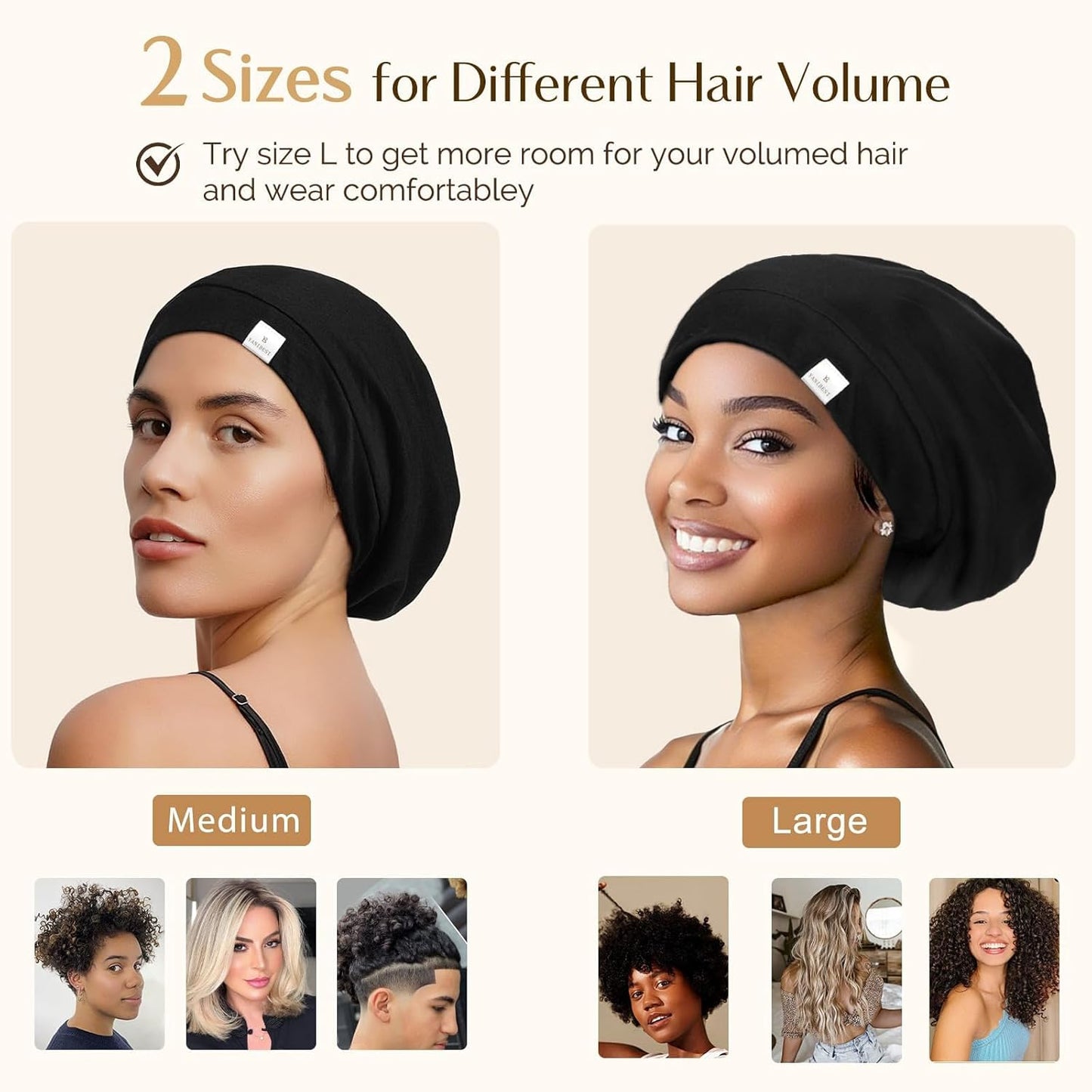YANIBEST_Hair_Cover_Bonnet_Satin_Sleep_Cap_-_Adjustable_Stay_on_Silk_Lined_Slouchy_Beanie_for_Night_Sleeping_Surgical_Hats_Pure_Black