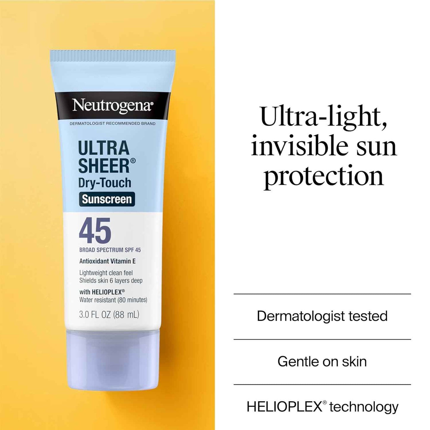 Neutrogena Ultra Sheer Dry-Touch Sunscreen For Face & Body, Broad Spectrum UVA/UVB Protection, Lightweight Water Resistant & Non-Greasy, Travel Size Sunscreen