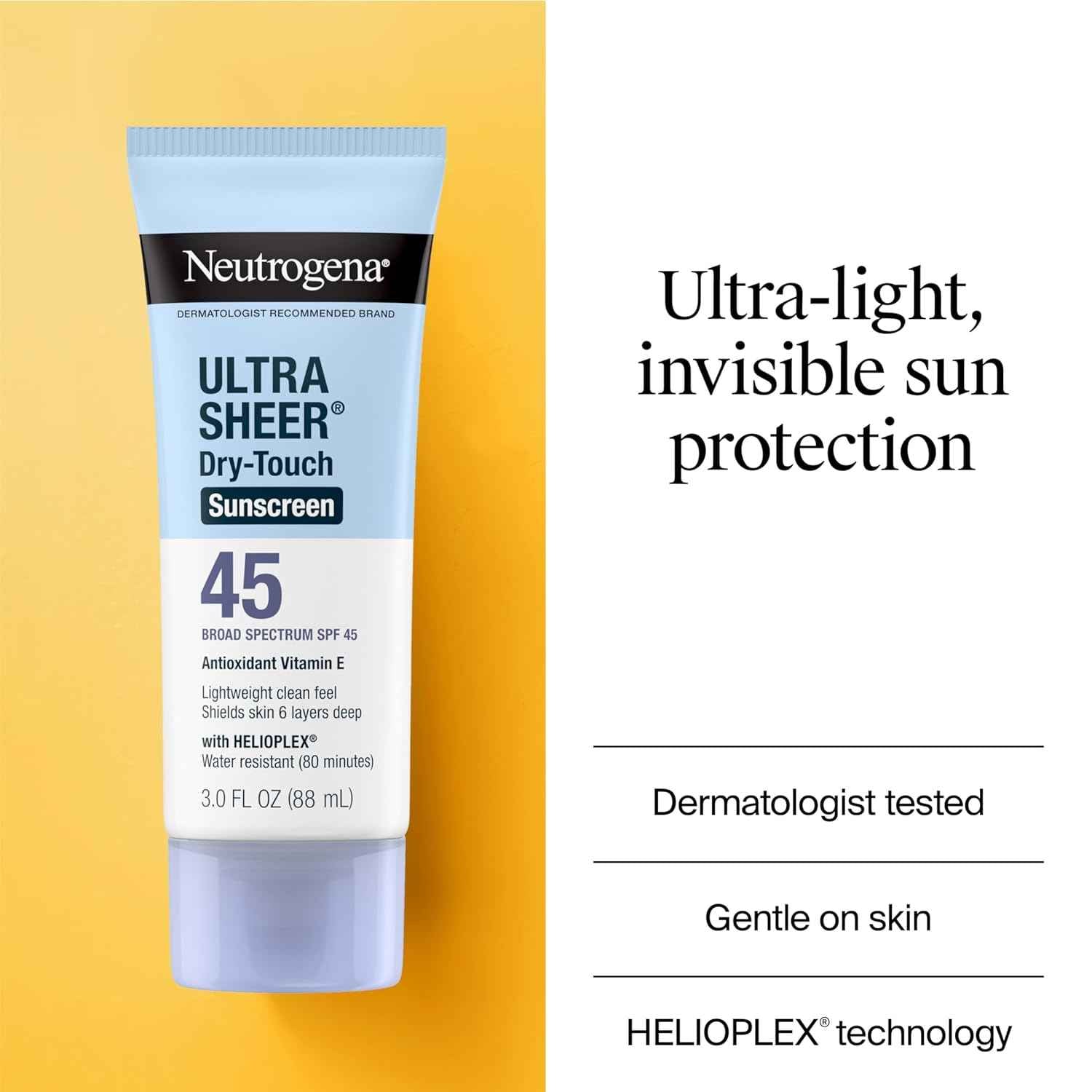 Neutrogena Ultra Sheer Dry-Touch Sunscreen For Face & Body, Broad Spectrum UVA/UVB Protection, Lightweight Water Resistant & Non-Greasy, Travel Size Sunscreen