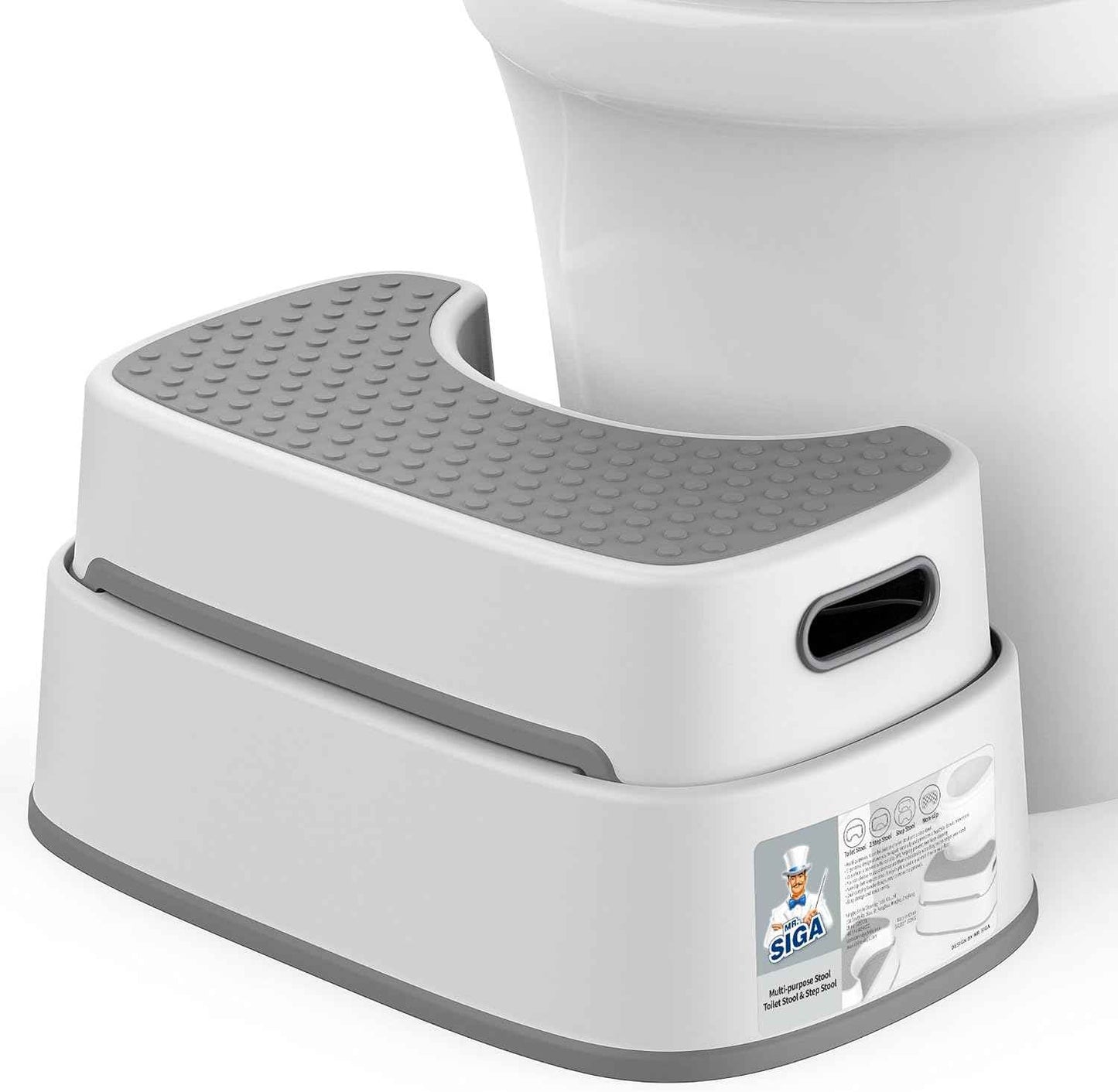 MR.SIGA Toilet Stool Squat Adult, Bathroom Stool Heavy Duty, Anti Slip Toilet Step for Bathroom, Toddler Step Stool for Kids