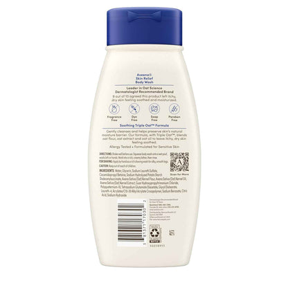 Aveeno Skin Relief Body Wash, Fragrance-Free with Triple Oat complex, Gentle Daily Cleanser for Sensitive Skin Leaves Itchy, Dry Skin Feeling Soothed & Moisturized, Soap-Free