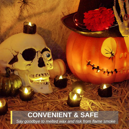 Homemory_24-Pack_Halloween_Black_Dripping_Flameless_Tea_Lights,_Battery_Operated_Flickering_LED_Candles,_Safe_for_Pumpkins,_Party_&_Holiday_Decor,_1.58"_D_x_1.2"_H,_Warm_White_Glow
